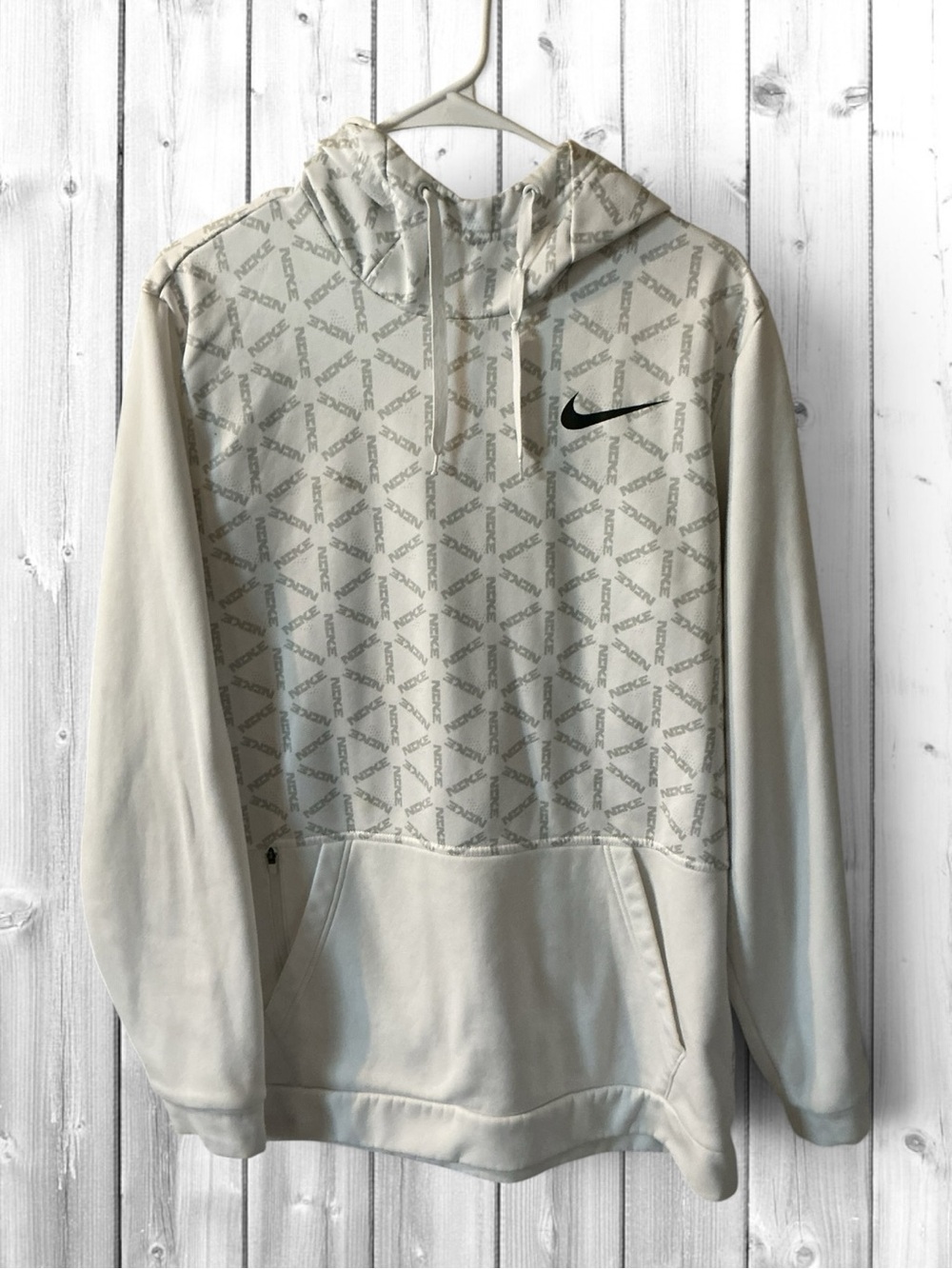 🌼Nike Men’s Hooded Performance Pullover - White with Black Swoosh